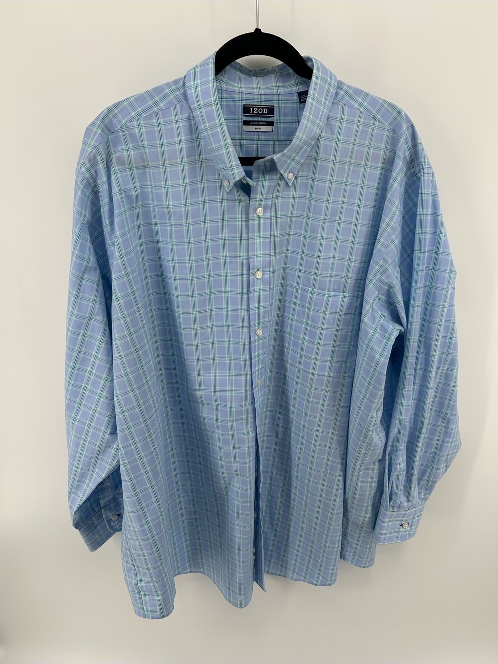 Izod Light Blue & Mint Plaid Button-Down Shirt